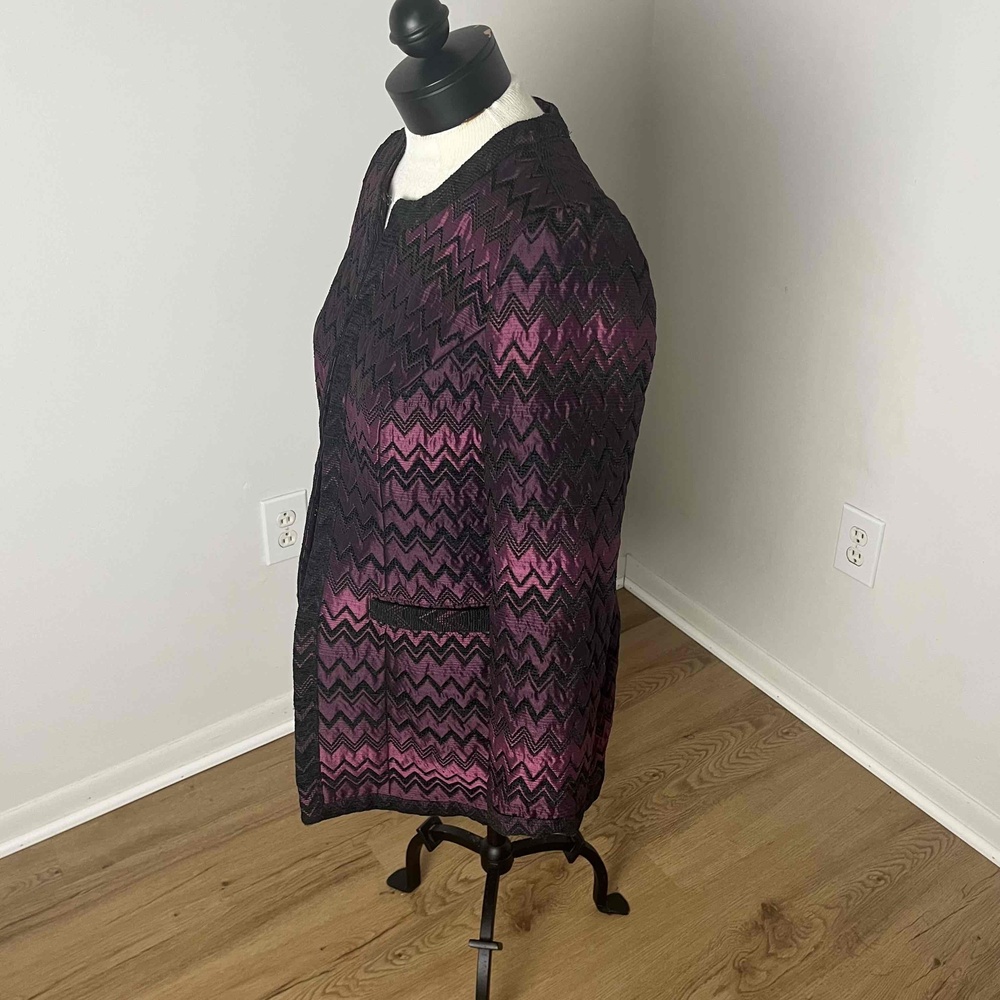 Chico Purple‎ Black Quilted Abstract Coat Jacket Size Small - Picture 6 of 11